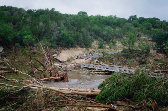 scene from the flood in Kerr County, TX