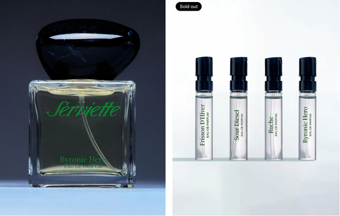perfume bottles displayed on a website