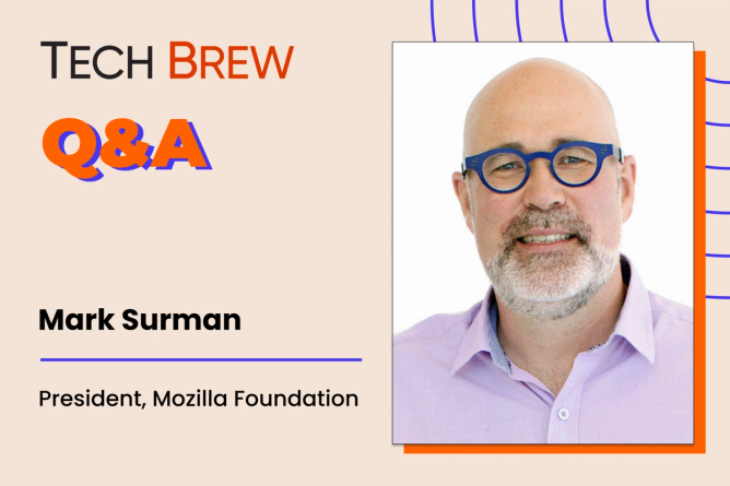 Graphic featuring a headshot of the Mozilla Foundation's Mark Surman