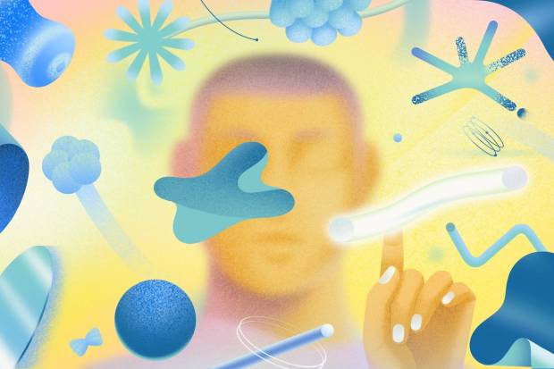 A face obscured by wellness elements