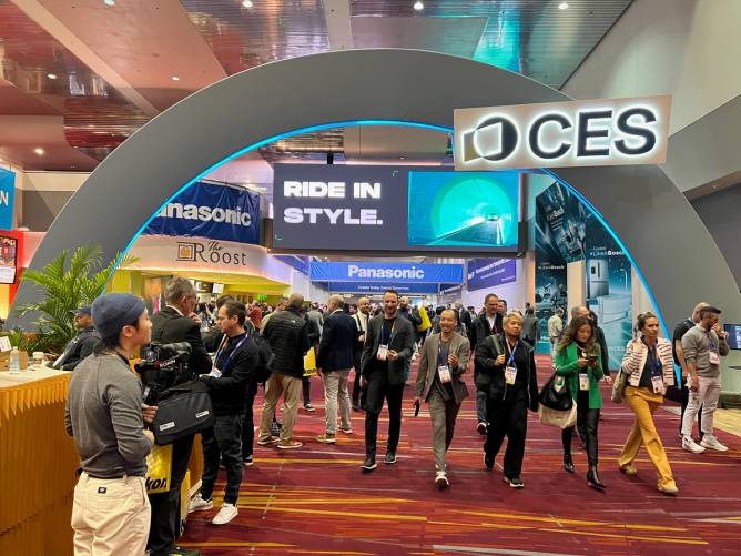 People visit Panasonic booth during 2025 Consumer Electronics Show (CES) on January 7, 2025 in Las Vegas, Nevada