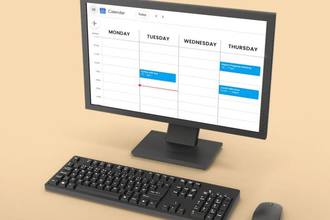 Calendar showing four-day workweek