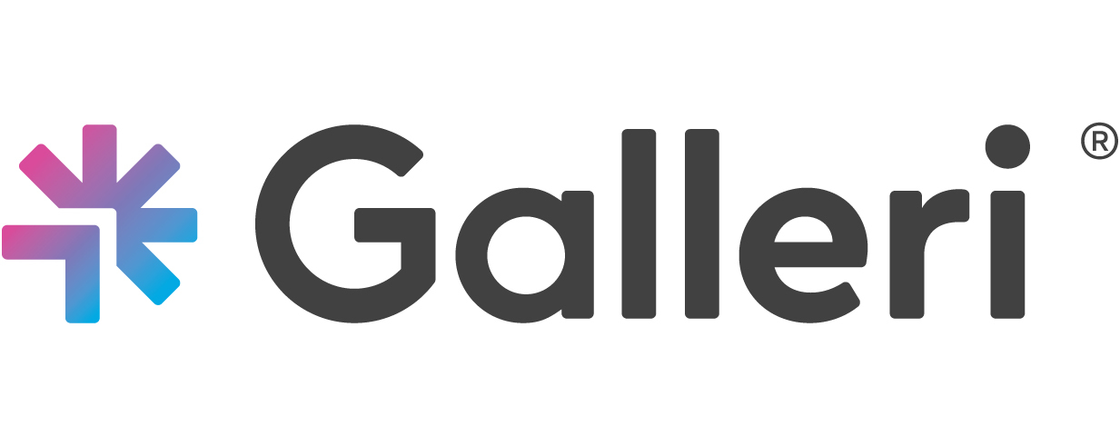 Galleri text logo and icon