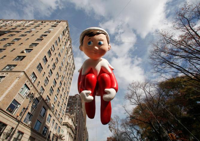 Image of an Elf on the Shelf seen during the Macy's Thanksgiving Day Parade.