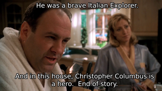 A scene from the Sopranos about Christopher Columbus