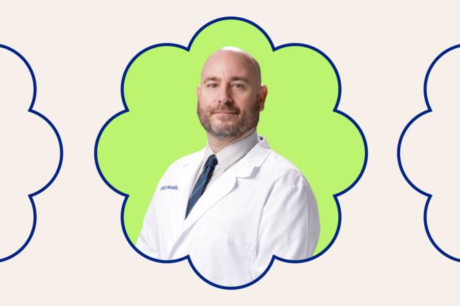 The medical director of UCI Health, Ryan Gibney, a man in a necktie and lab coat