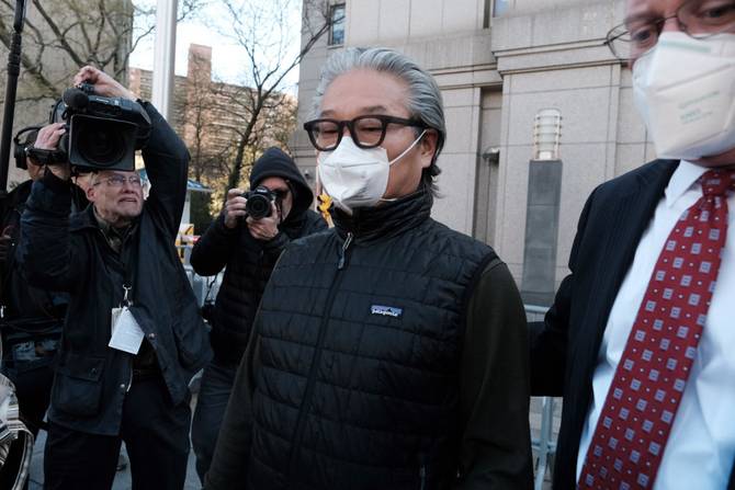 Archegos Capital Management owner Bill Hwang leaves federal court in Manhattan on April 27, 2022