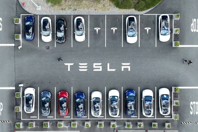 Tesla parking lot