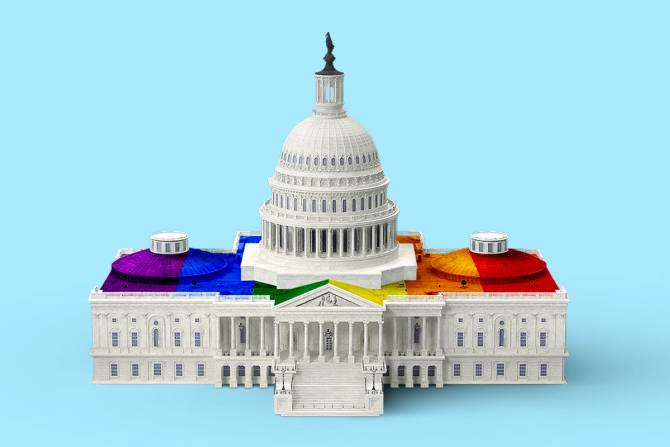 Capitol lit up in pride flag