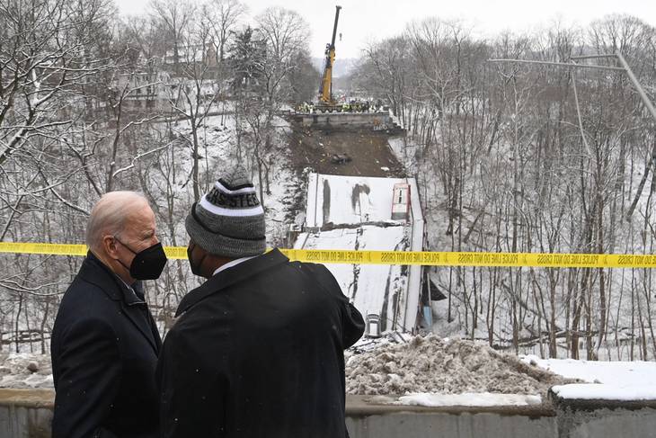 A Pittsburgh bridge collapsed hours before Biden arrived to talk about fixing bridges