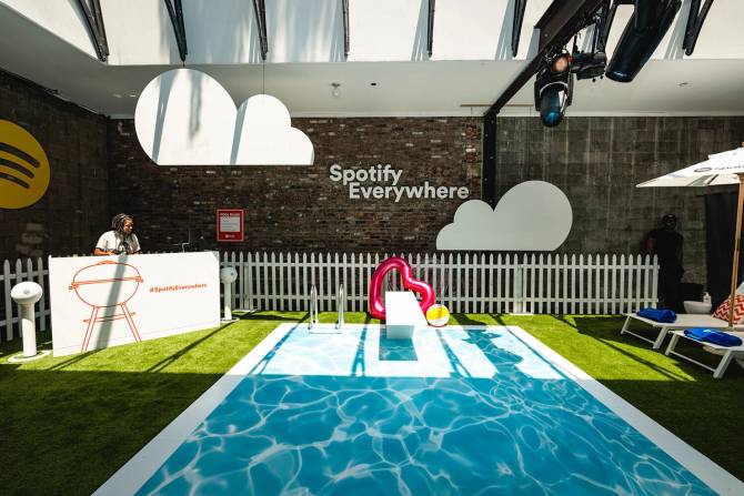 an image of a pool from the "Spotify Everywhere" event in NYC