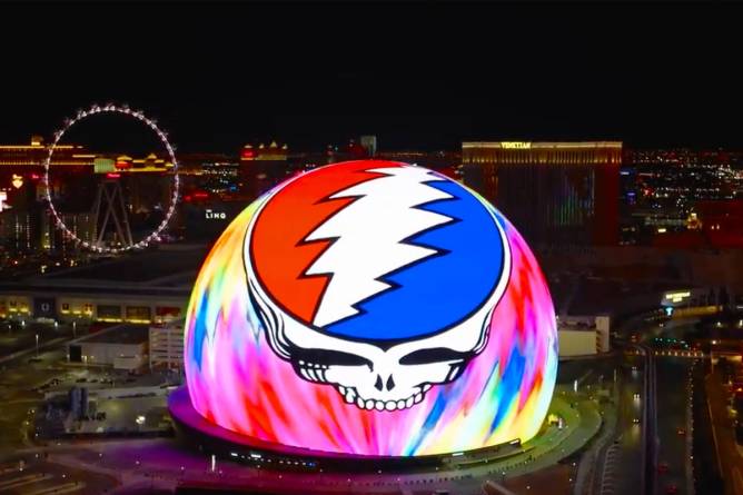 Grateful Dead logo projected on Las Vegas Sphere