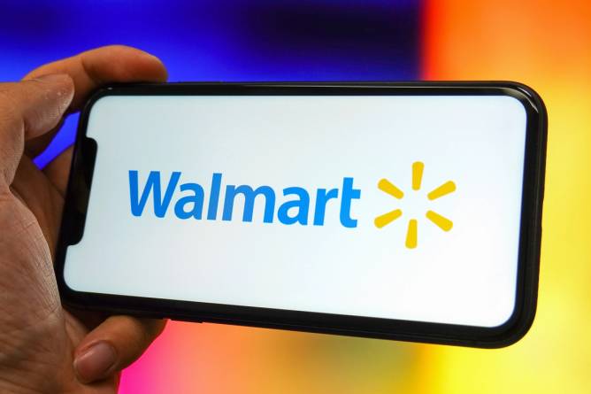 Walmart logo displayed on a smartphone