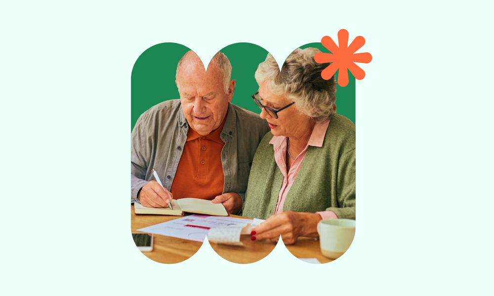 Senior couple managing home finances