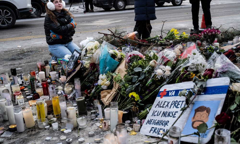 an Alex Pretti memorial in Minneapolis