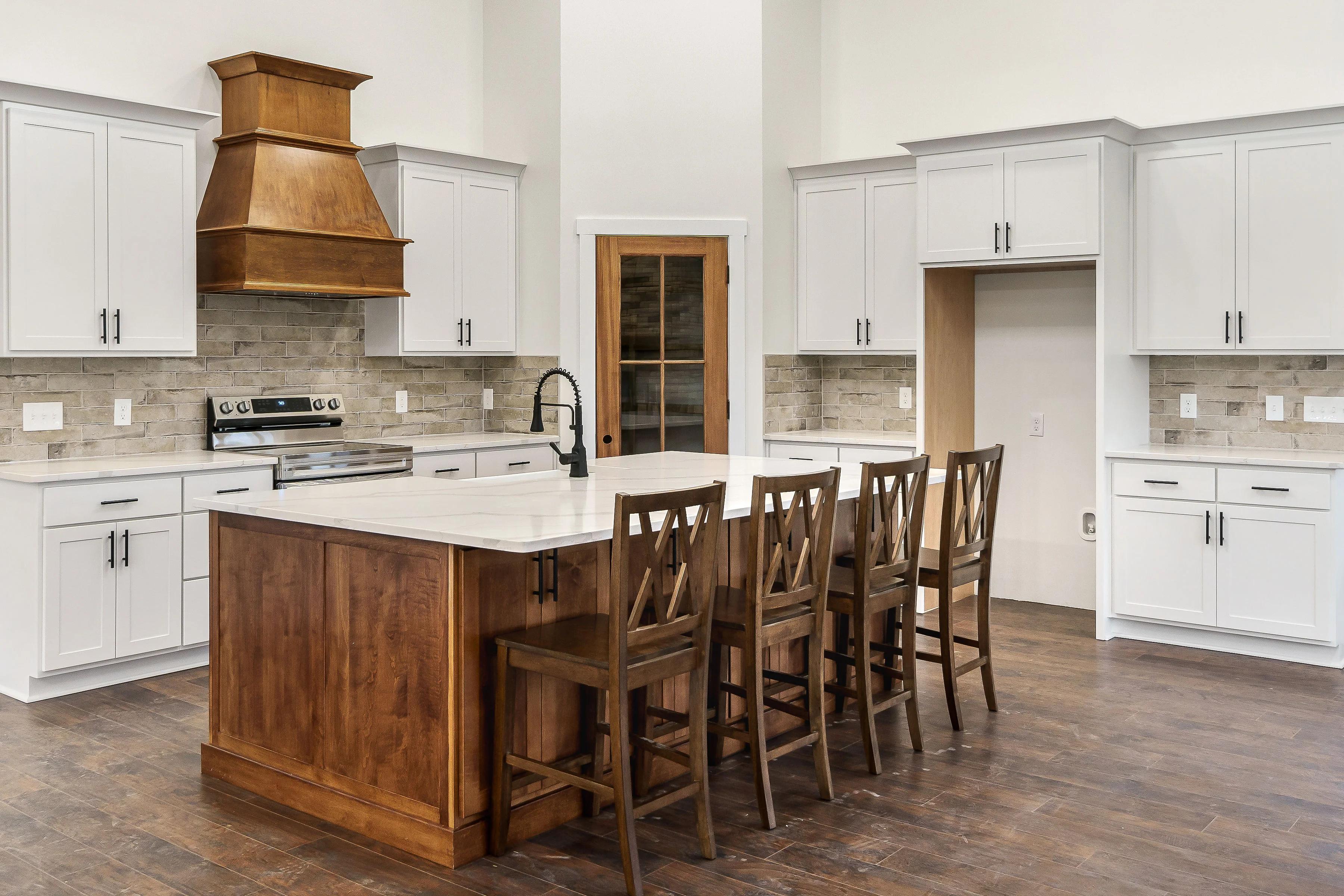Modern kitchen with wood accents