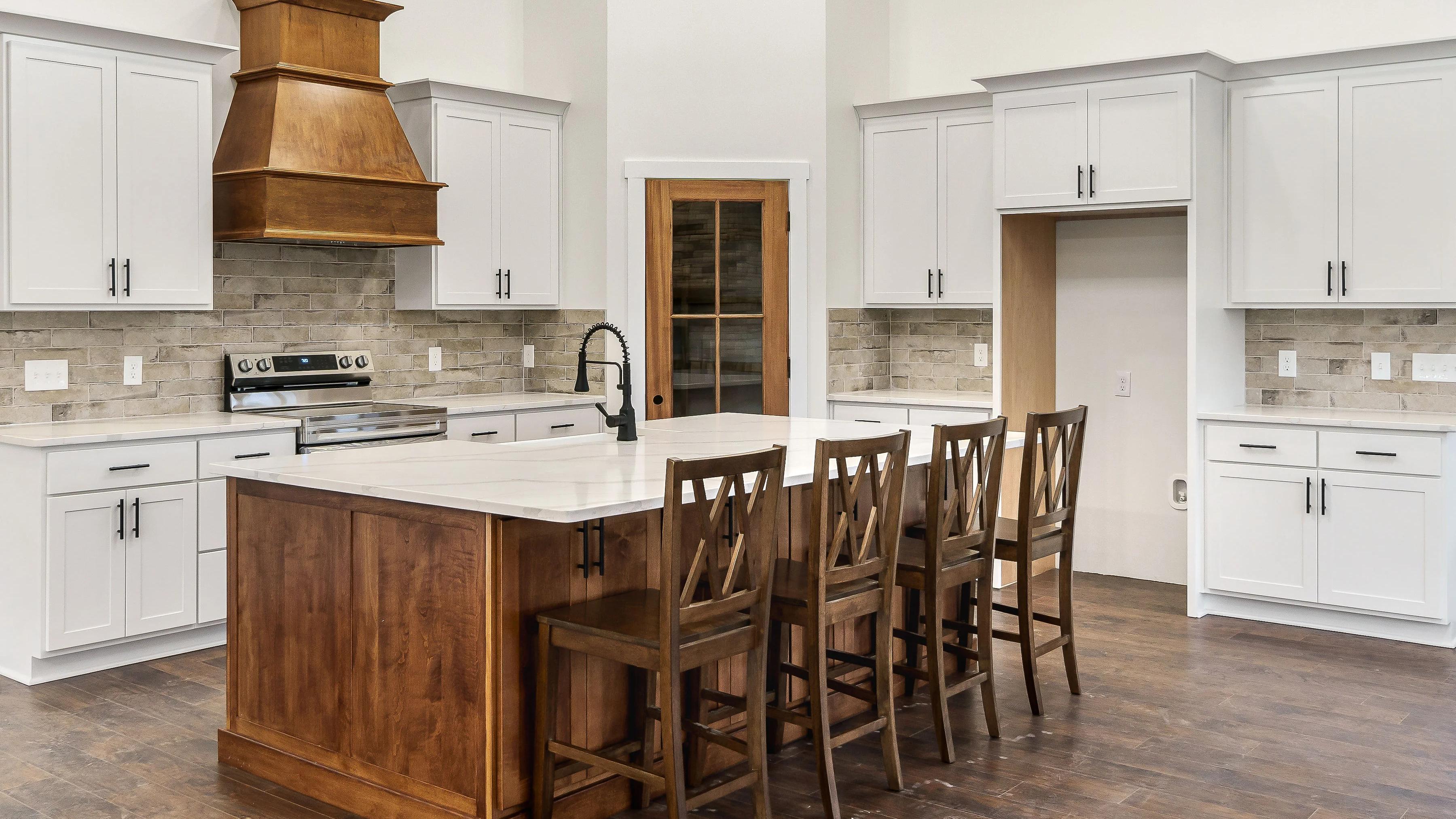 Modern kitchen with wood accents