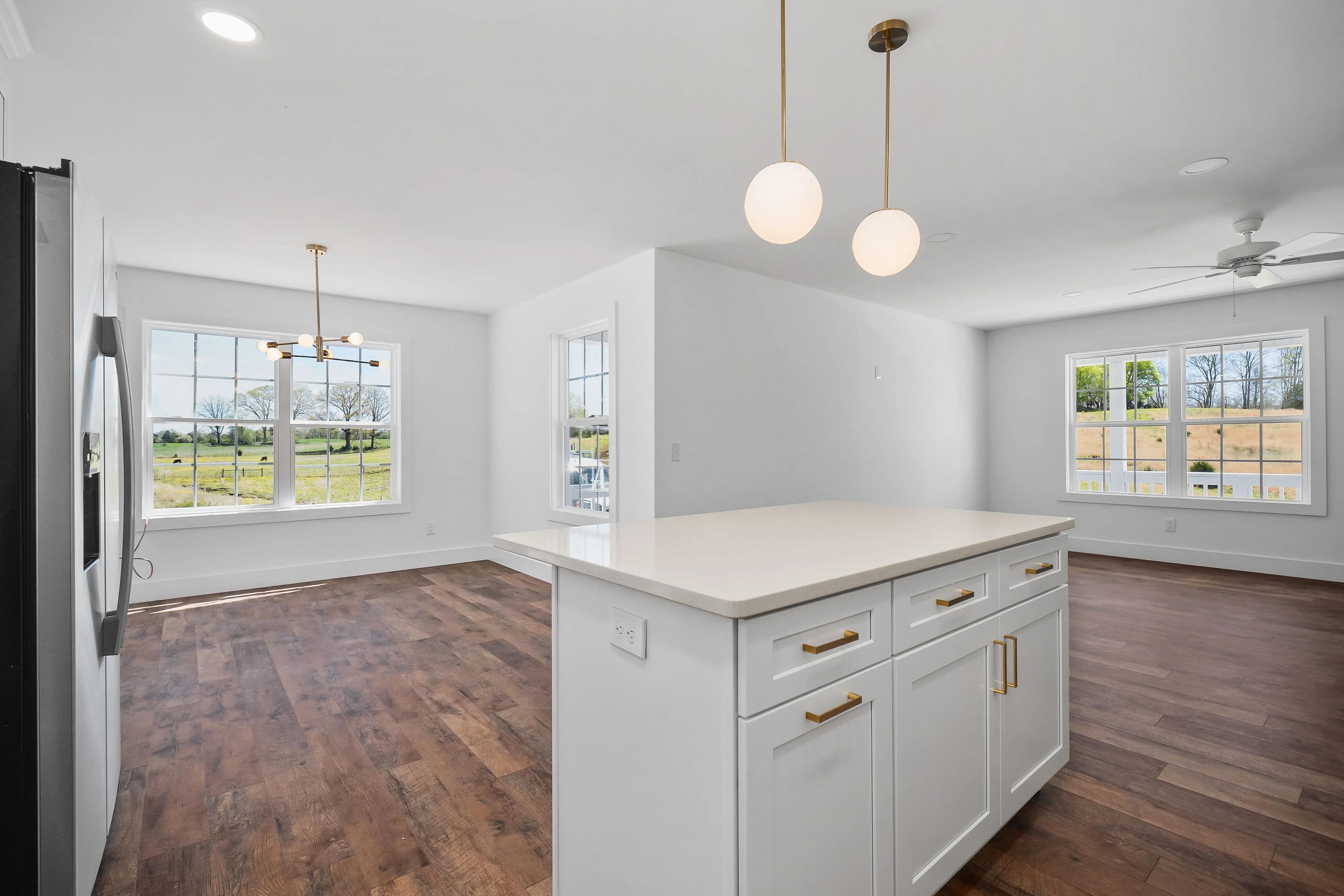 Looking from kitchen to other rooms