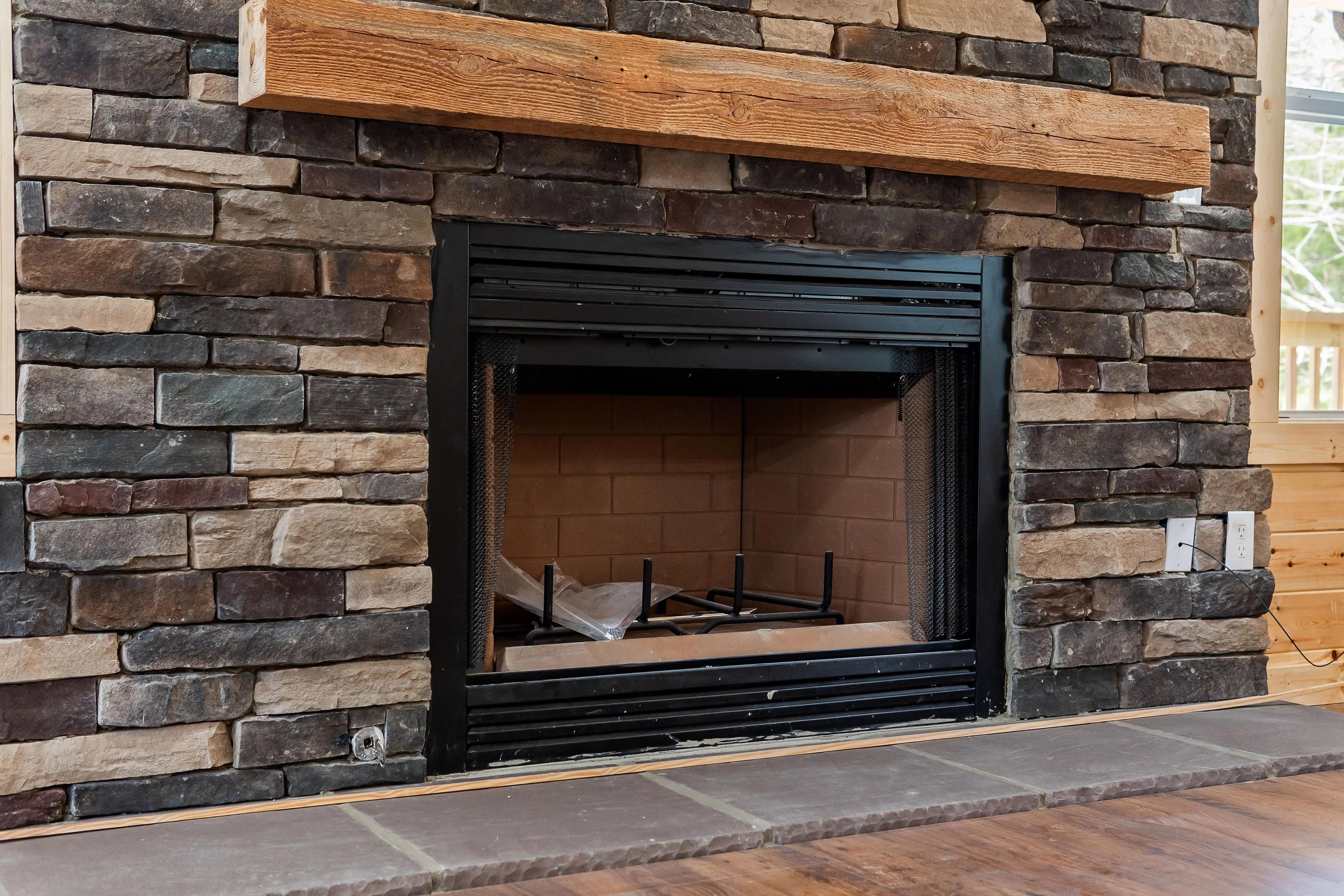Home brick fireplace