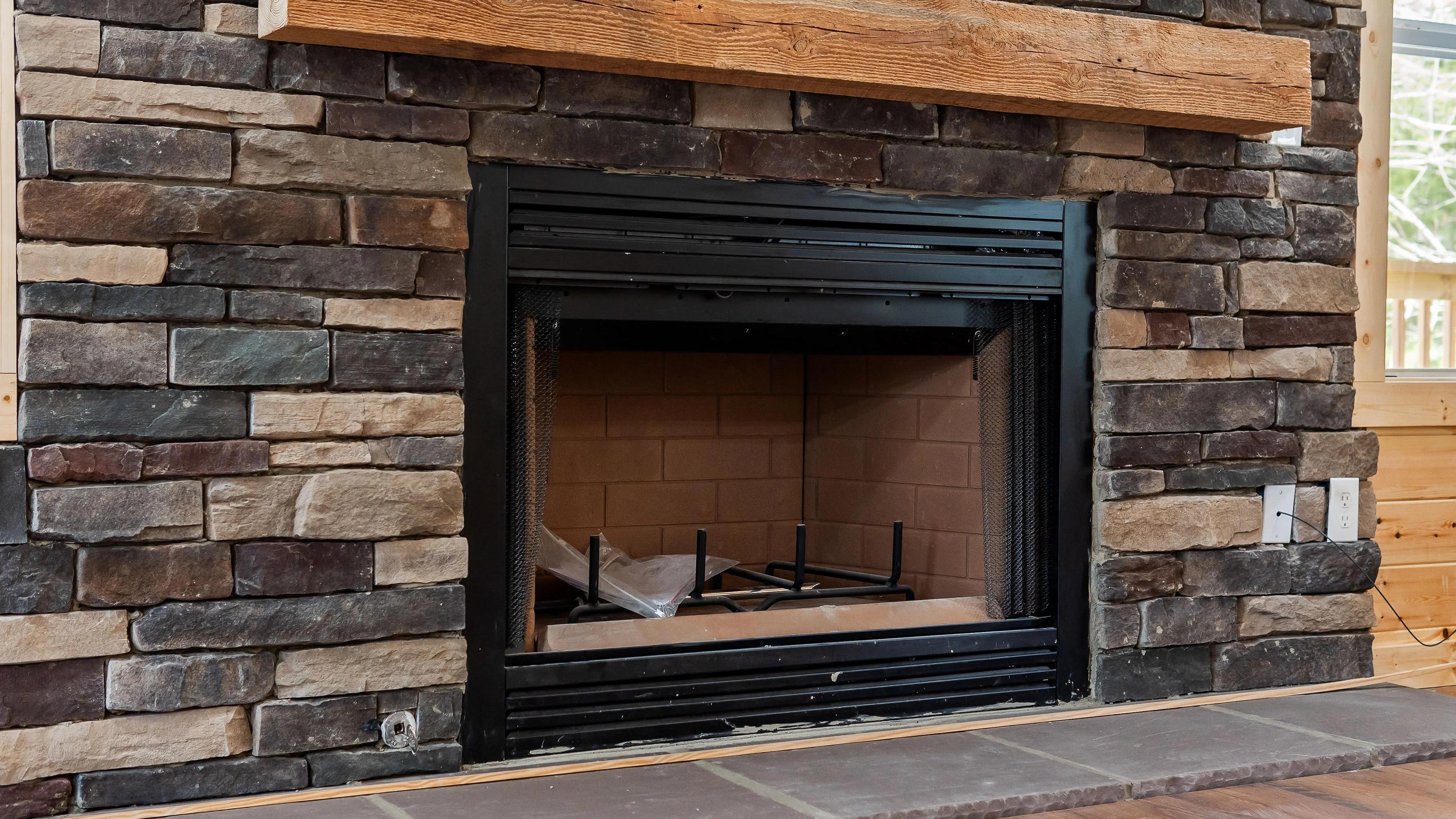 Home brick fireplace
