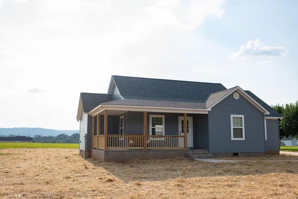 Blue home on the countryside 
