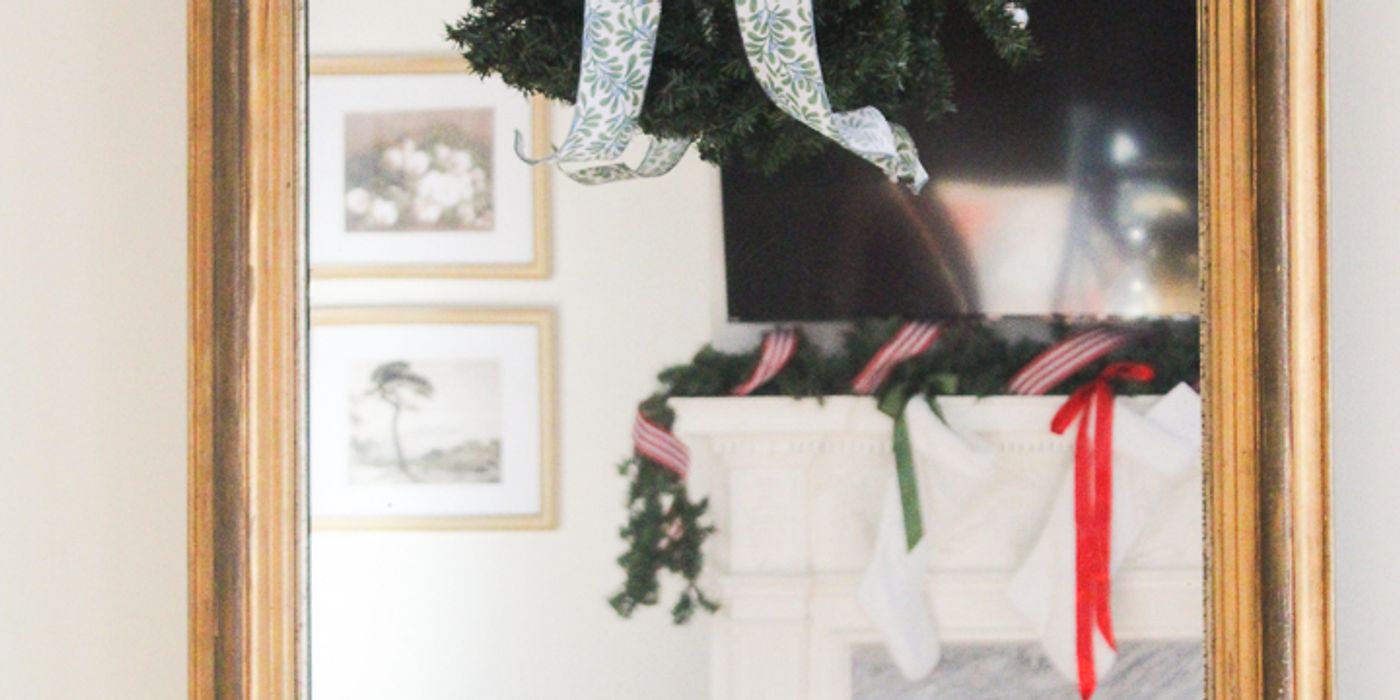 Holiday wreath and Christmas decor at a Respite and Revelry historic vacation rental in Charleston SC