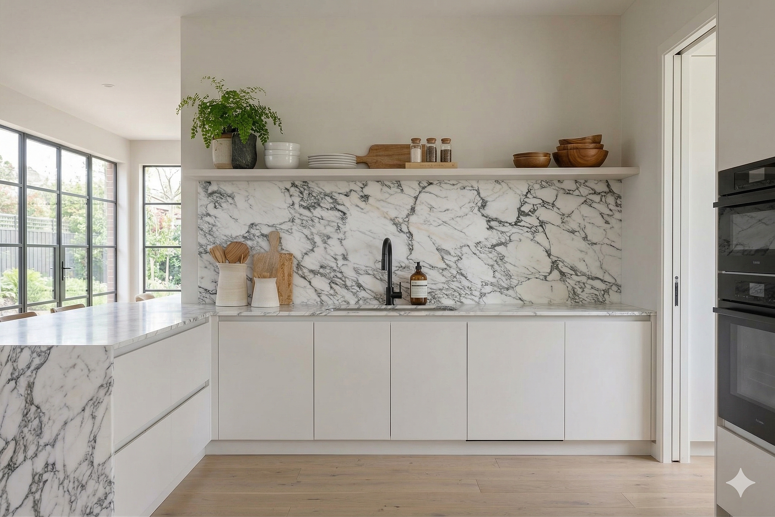Purastone prima – Arabescato Wow — el material en un ambiente