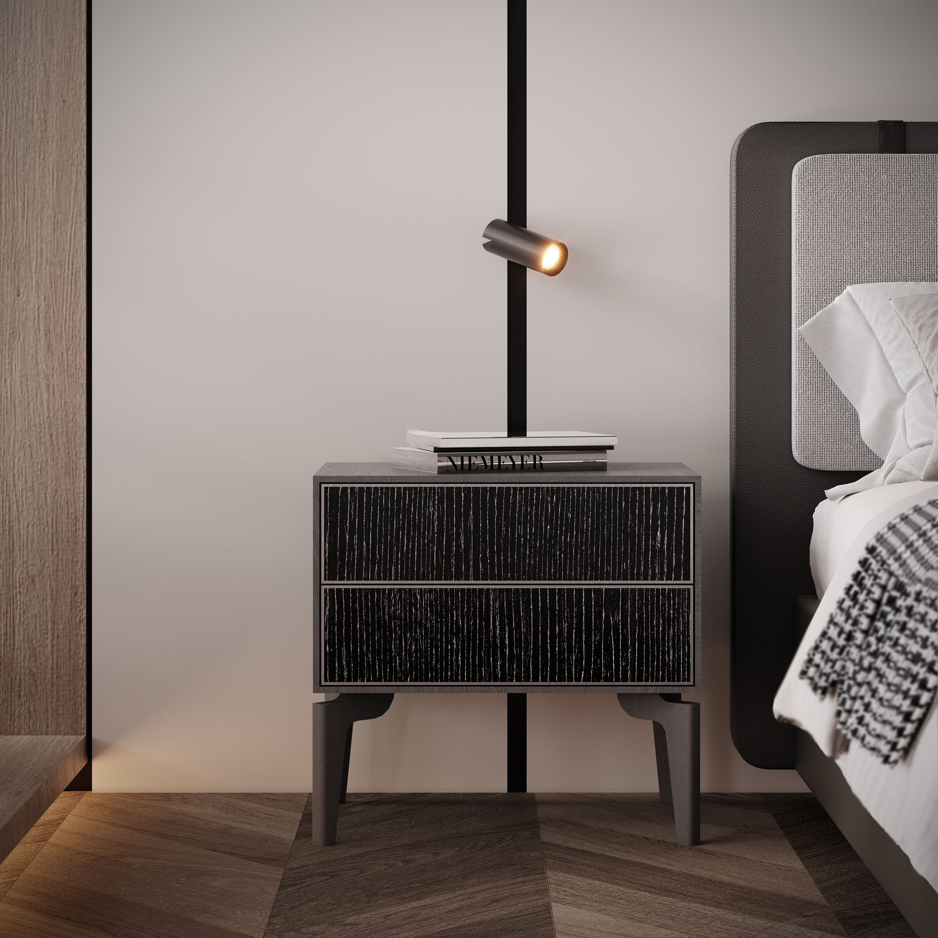 Mesa de luz Farina patas de madera