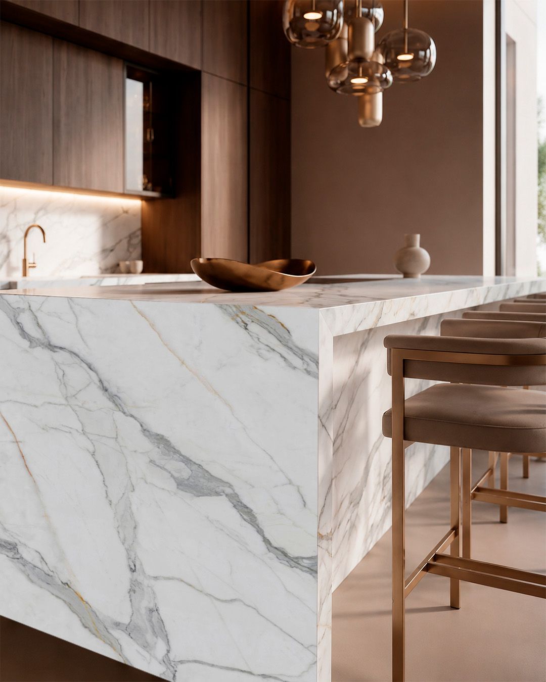 Purastone prima – Calacatta Borghini — el material en un ambiente
