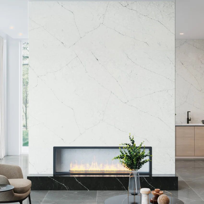 Purastone – Bianco Silver — el material en un ambiente