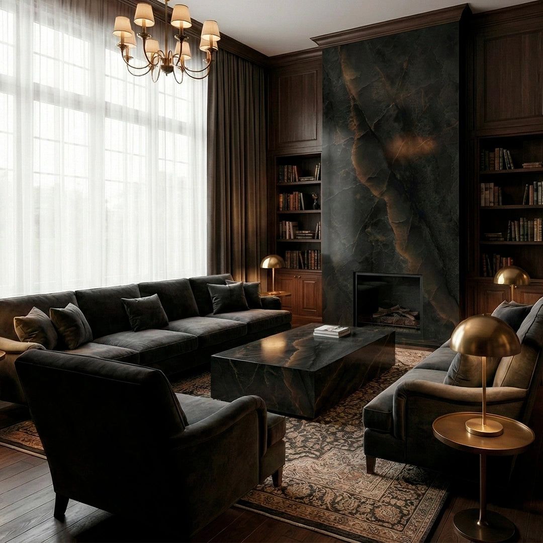 Purastone prima – Onyx Black — el material en un ambiente