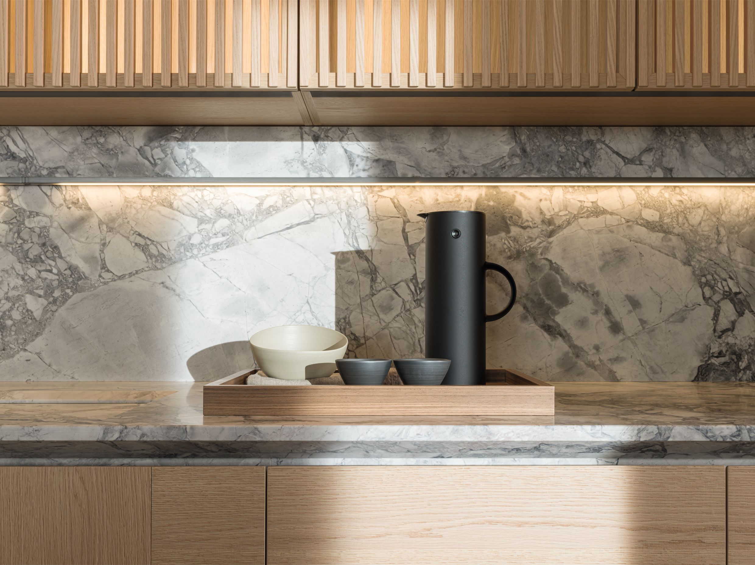 Cuarcita – Silver White — el material en un ambiente