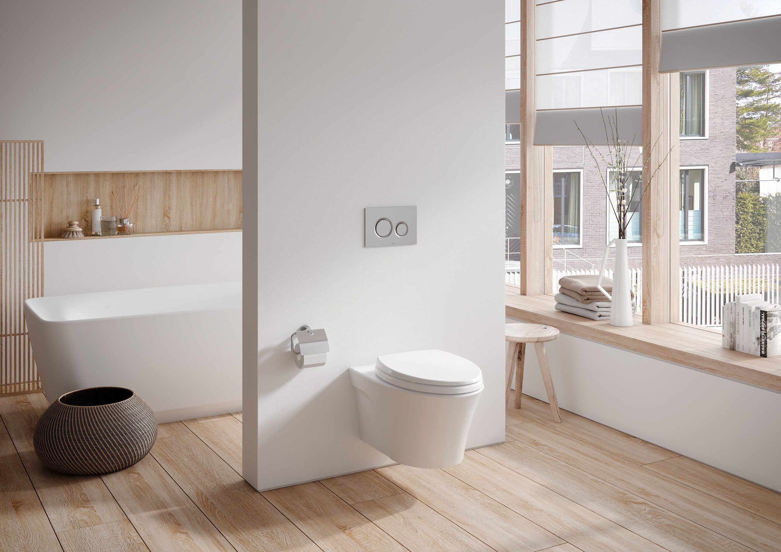 Inodoro AP CT426 + Asiento + Cisterna OLI + Pulsador Blanco — piedra natural