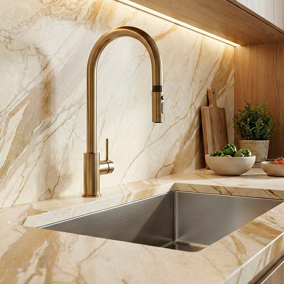 Purastone prima – Toscana Vena — el material en un ambiente