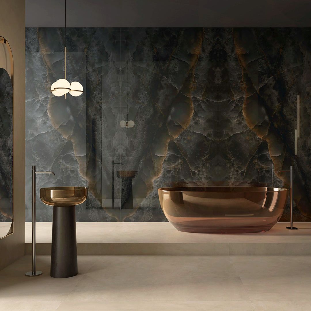 Purastone prima – Onyx Black — el material en un ambiente