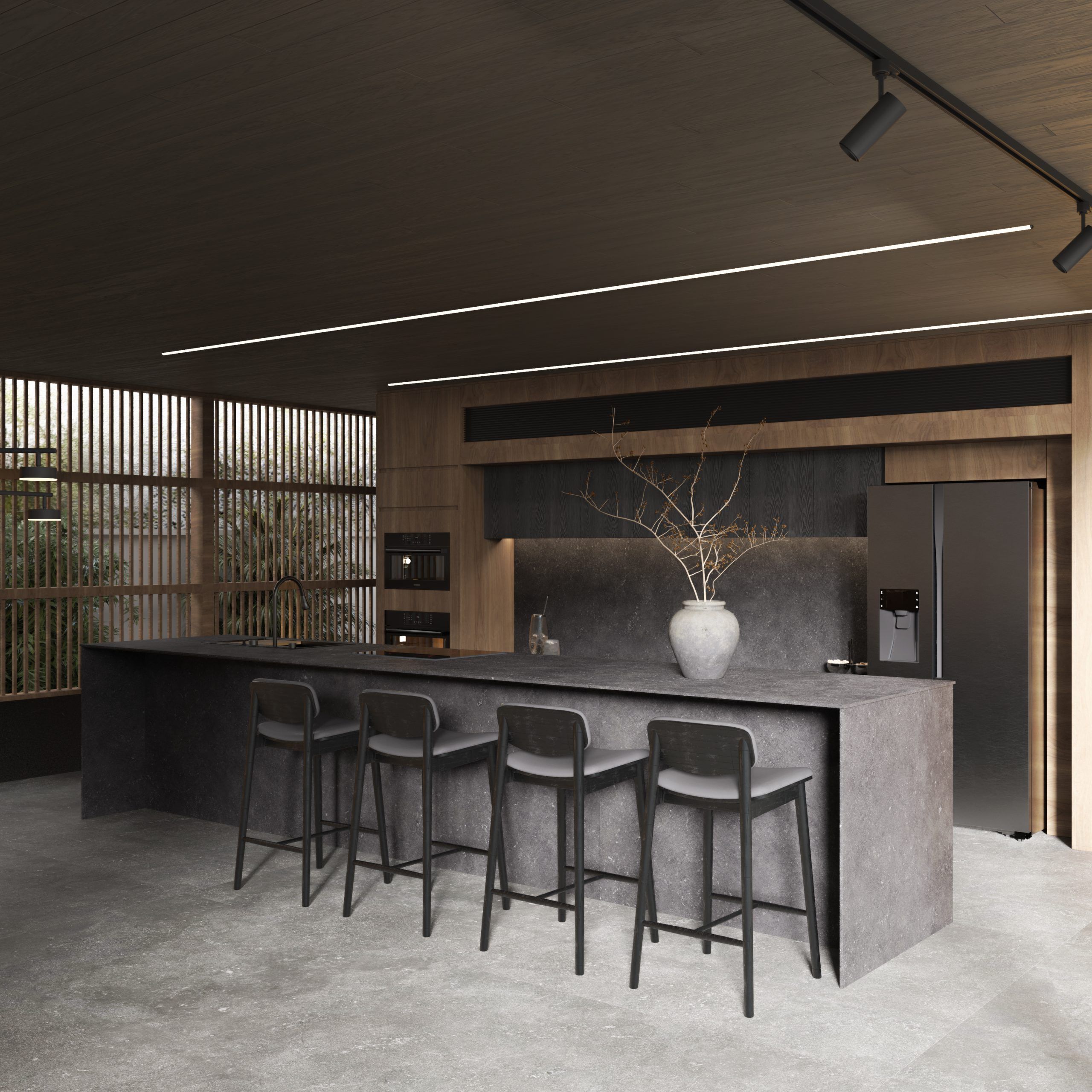 Purastone prima – Lava Black — el material en un ambiente