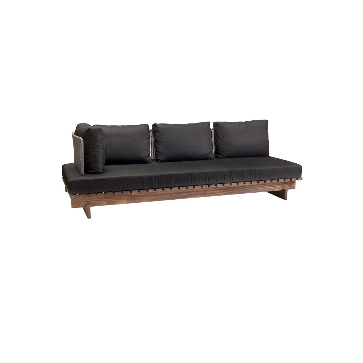 Sofá Danúbio cuerda trenzada 01 brazo almohadones