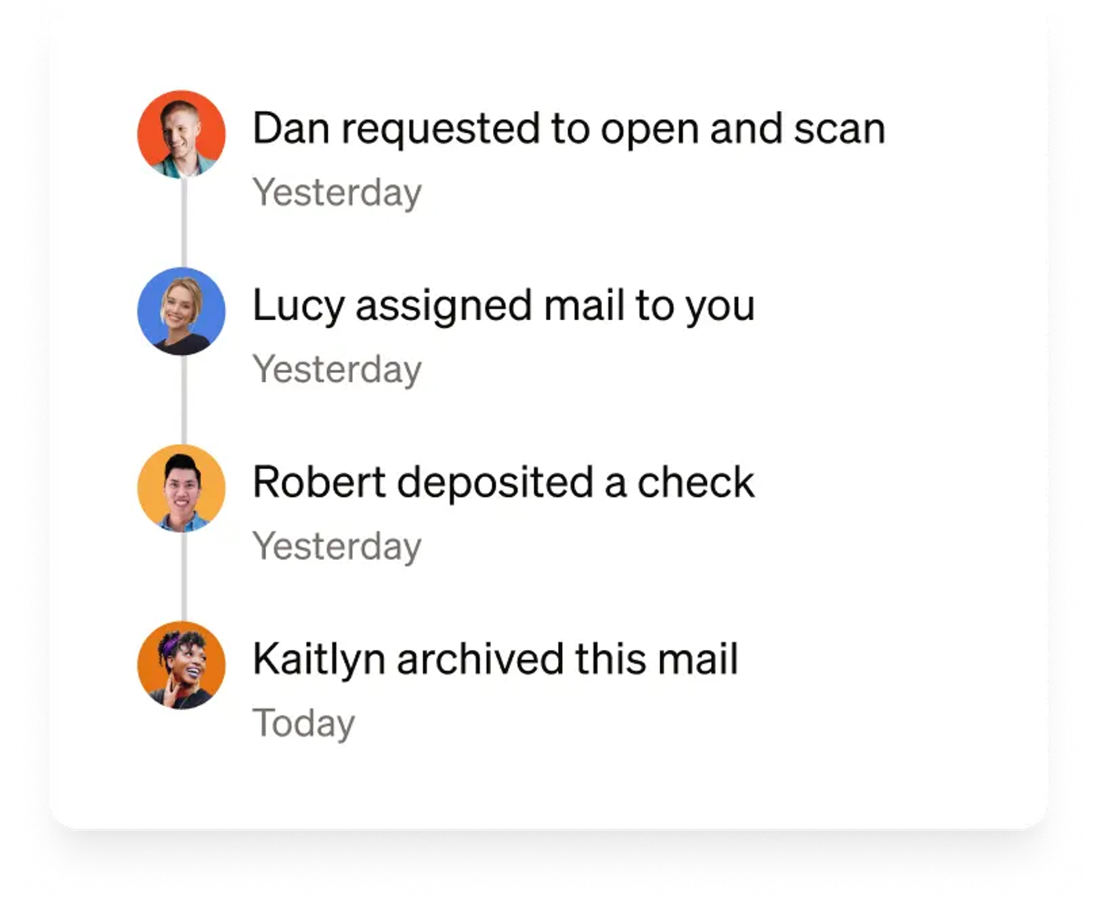Stable change of address checklist showing completed government and compliance tasks including USPS mail forwarding and IRS form submission