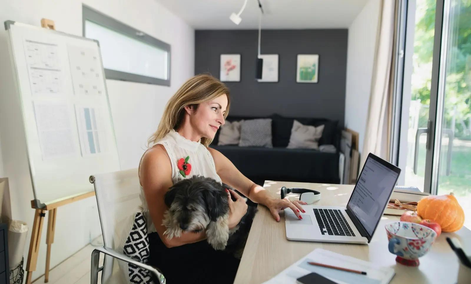 Small business owner working from home on a laptop without a physical office