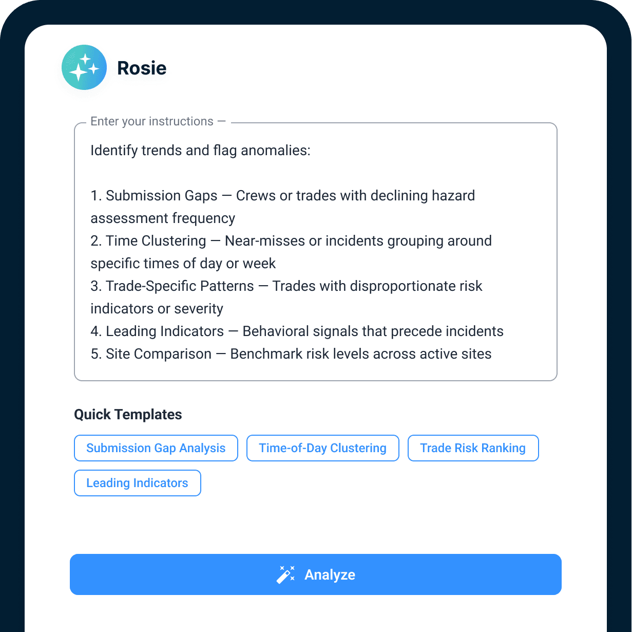 Safety teams across construction using Rosie inside SALUS