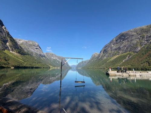 Utsikt fra Lundestranda retning Kjøsnes og Skei