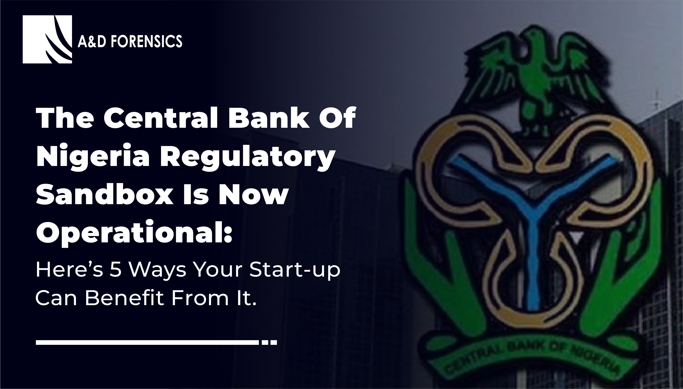 The Central Bank of Nigeria Regulatory Sandbox Is now Operational: Here’s 5 Ways Your Start -Up  Can Benefit From It.