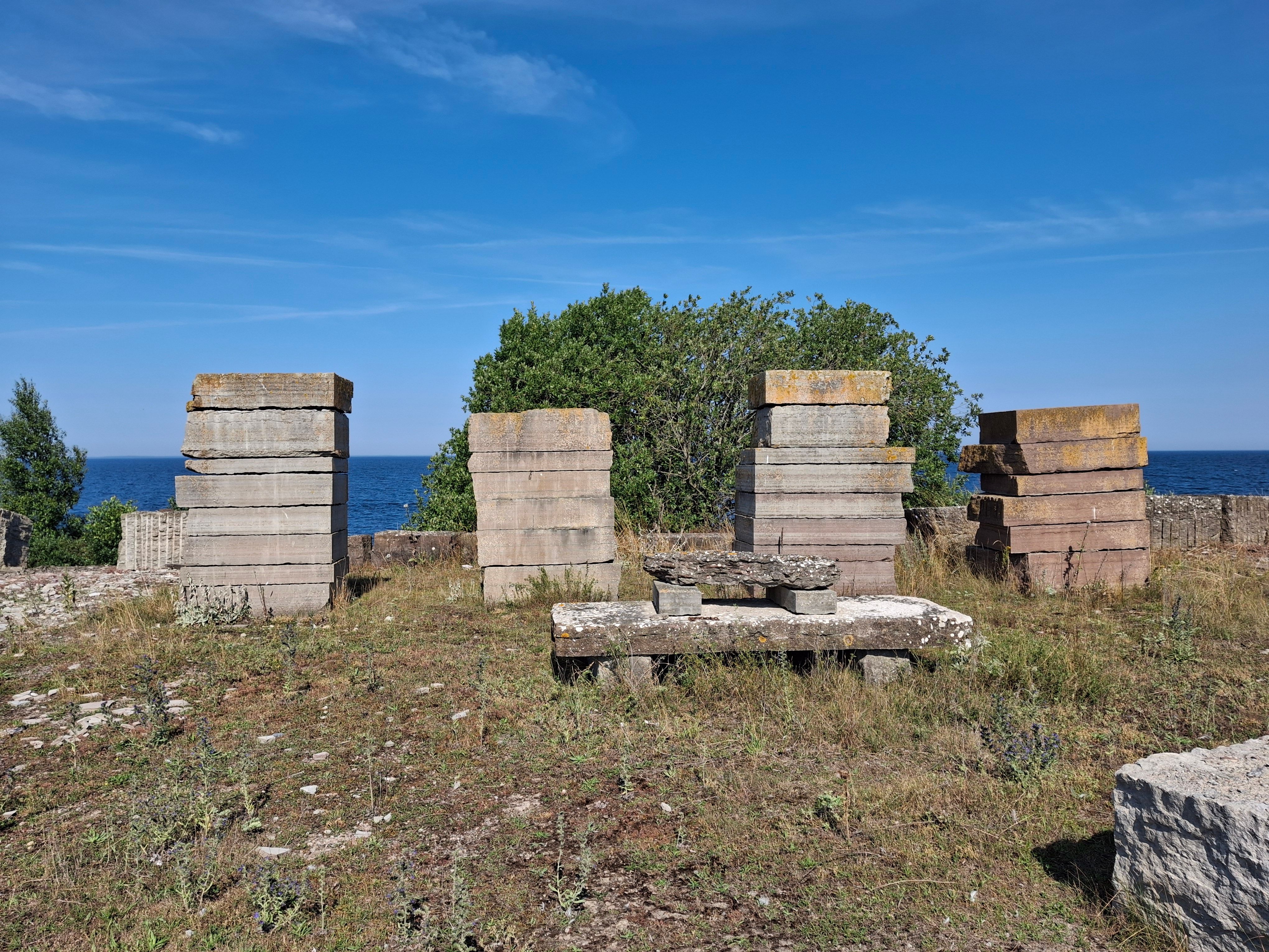 Stora kalkstensblock