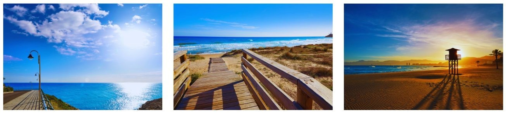 Collage över stranden i Cullera