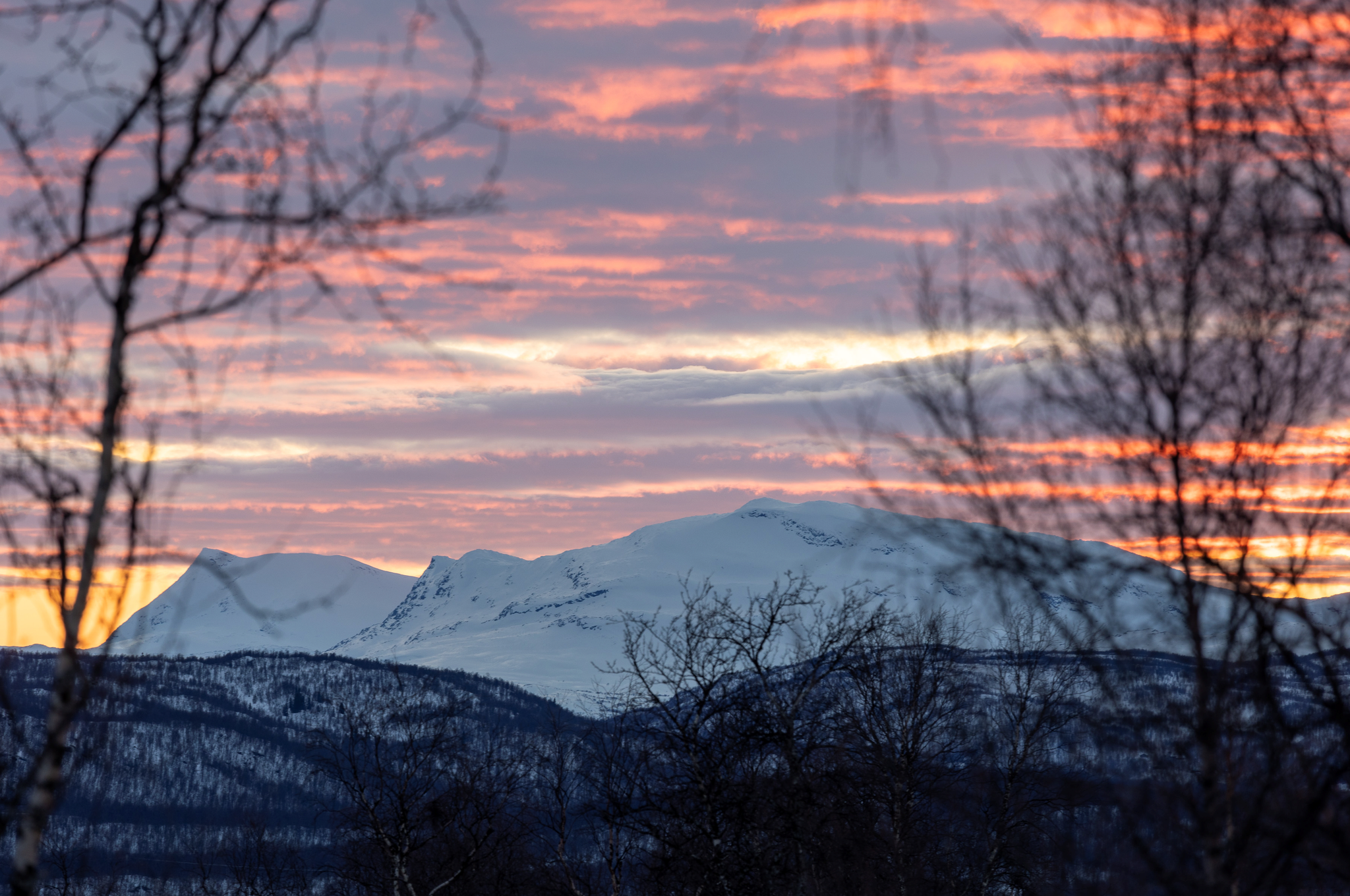 Solnedgång i fjällen