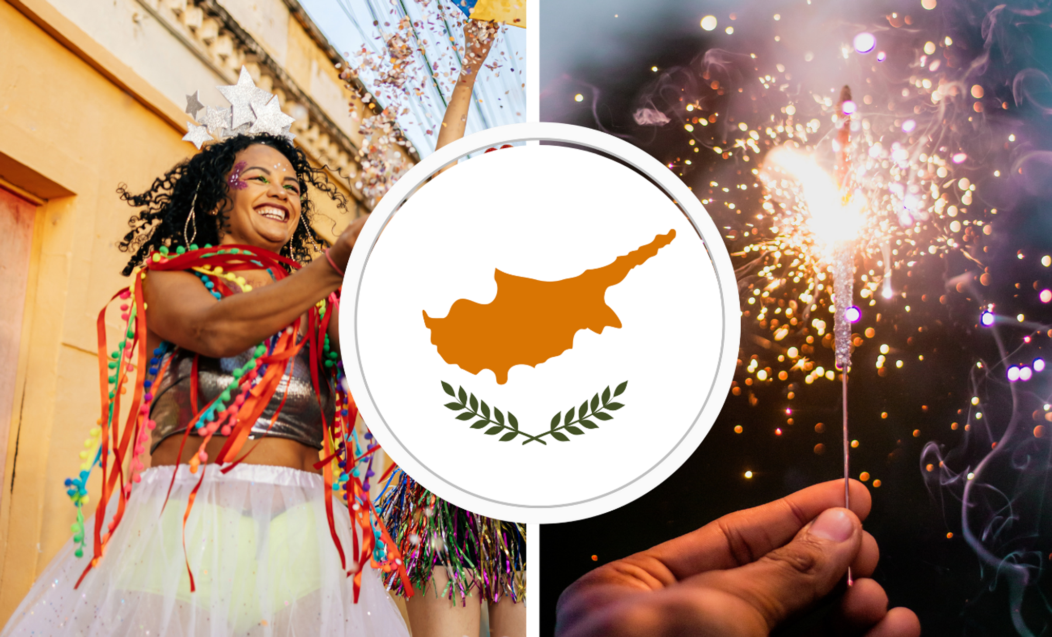 Cyperns flagga och glad person