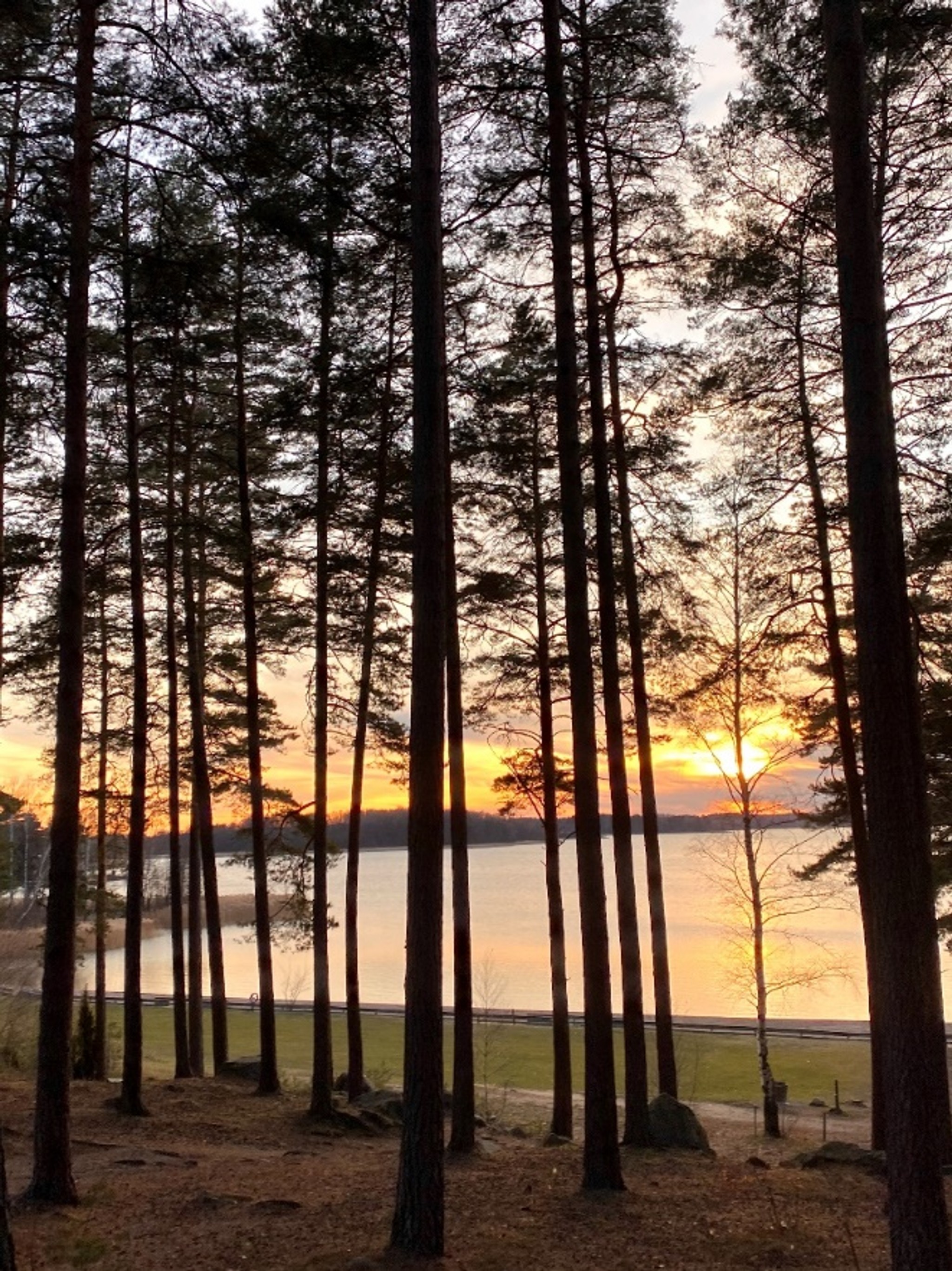 Solnedgång vid sjö