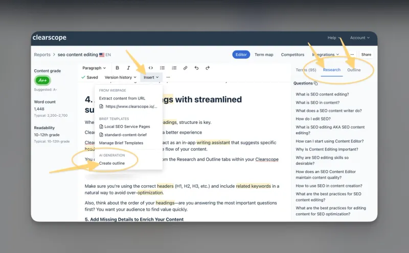 11-step checklist for SEO content editing (with guided reports