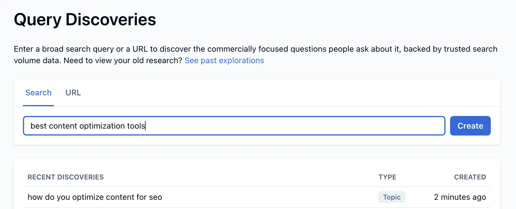 Accurate, up-to-date search volume for any topic in Clearscope