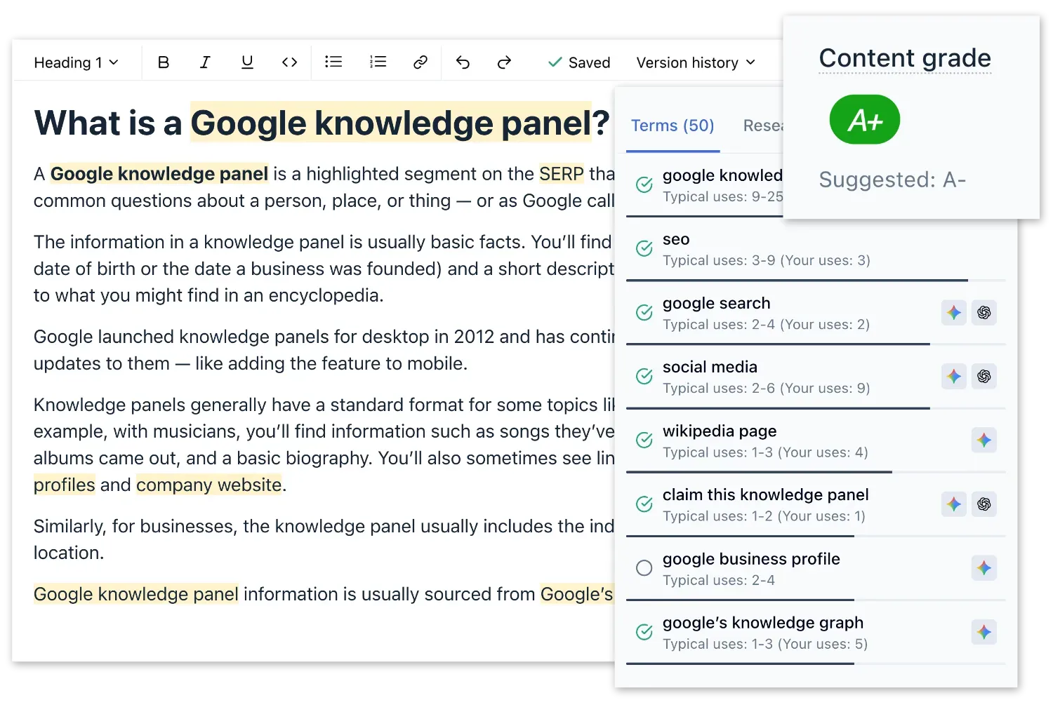 Grade your content for topic coverage in real-time in Clearscope